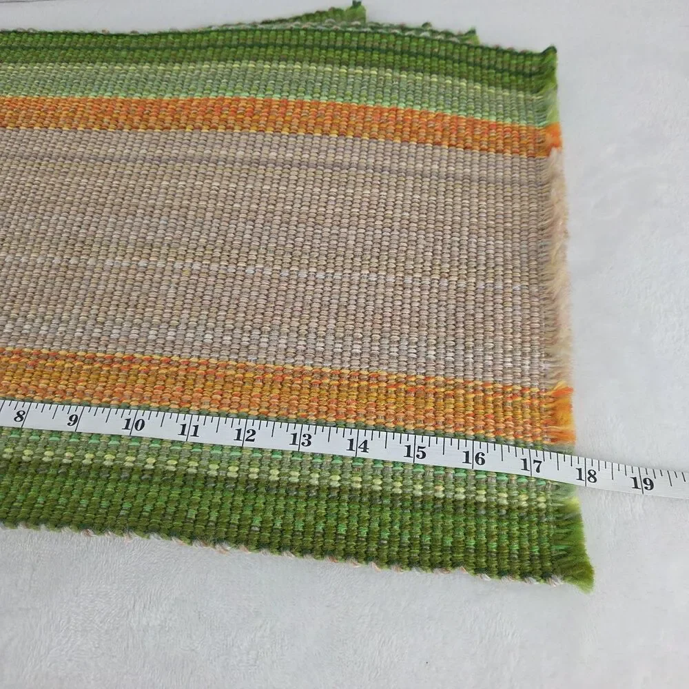 Vintage MCM Woven Placemats Set of 4 Green Orange Beige Made in Japan Unused NOS
